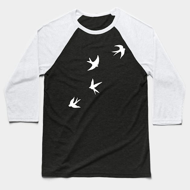 Swallow birds Baseball T-Shirt by GULSENGUNEL